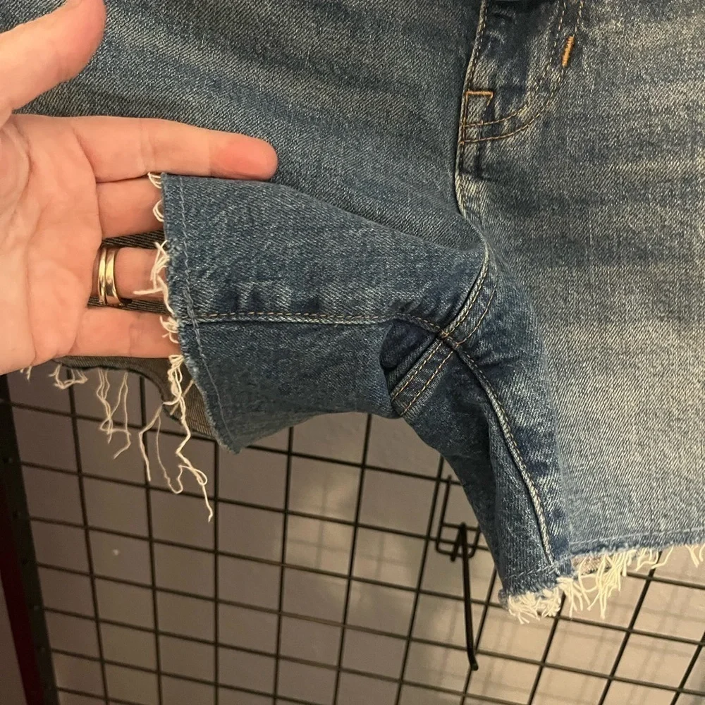 J. Crew Blue Jean Shorts High-Waisted Frayed Hem